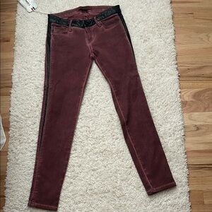 Stylish Burgundy and Black Skinny Pants